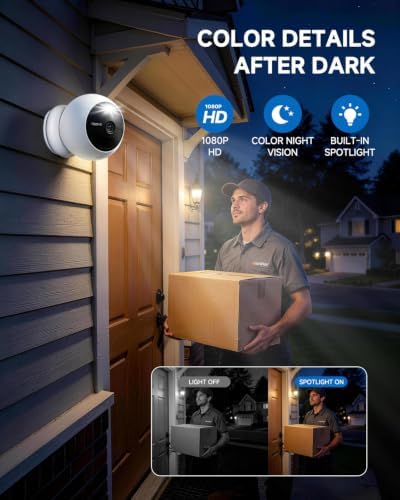 Noorio IP66 Magnetic Outdoor Security Camera, 1080P, 2.4GHz WiFi, B200SE