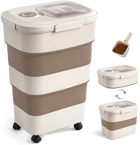 ZOMISIA 40-50lbs Dog Food Storage Container, 50lbs, Brown