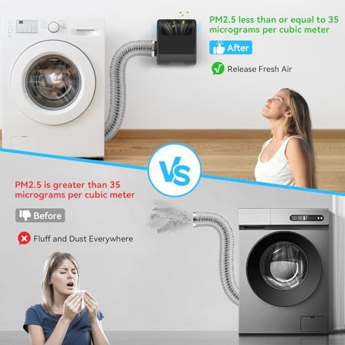 3-in-1 Indoor Dryer Vent - Polyester Screen Filter and Water Drawer System for Electric Clothes Dryers, Includes Dryer Vent Clamps-Black Color (Black)