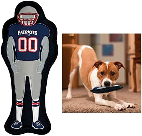 Pets First The 1st Ever Tough but Smooth Dog Toy NFL New England Patriots Football Athletes Player Tough Pet Toy. A Premium Quality Doggie Toy with Built-in Squeaker. Sports Fans Favorite Chew Toy