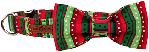 Lionet Paws Christmas Dog Collar with Bowtie, Dog Bowtie Collar with Metal Buckle for Dogs, Adjustable Comfortable Dog Collar Girl Boy Gift, XL, Neck 16-26 in