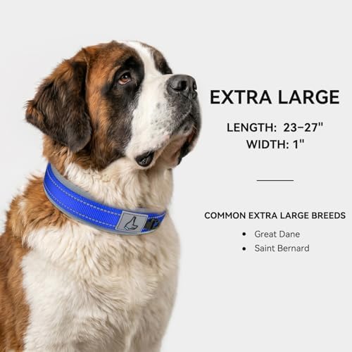 Joytale Reflective Dog Collar for XLarge Dogs with Wide Padding, Navy Blue