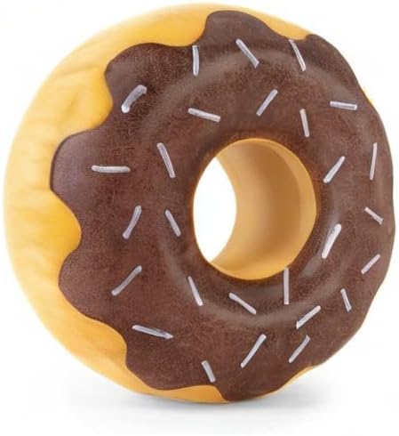 ZippyPaws ZippyTuff Dog Chew Toy Puppy Teething Toys - Chocolate Donut | Durable Rubber Chew Ring Toy, Tough & Squeaky Toys for Small, Medium, & Large Dogs, Flexible TPR Material