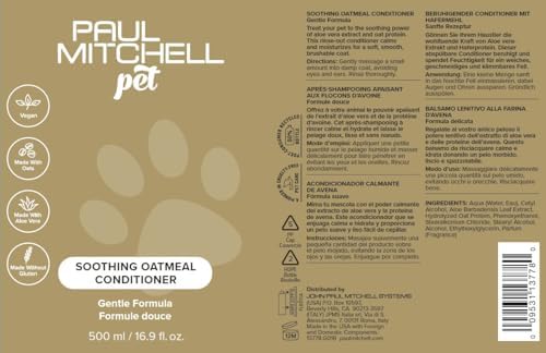Paul Mitchell Pet Soothing Oatmeal Conditioner, Gentle Formula, Gallon