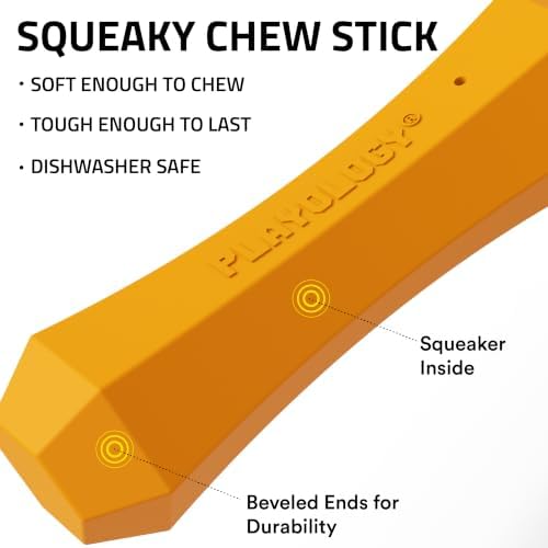 Playology Squeaky Chew Stick - Scented Dog Toy - Jumbo, Cheddar Scent | Rubber Construction, All Natural Scent, Durable Design