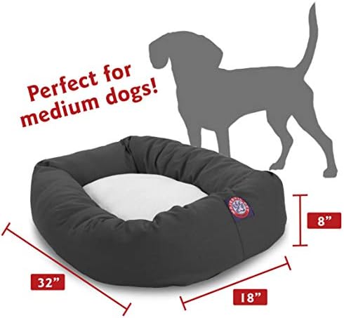 Majestic Pet Sherpa Calming Dog Bed, 32 Inch Medium, Washable, Gray