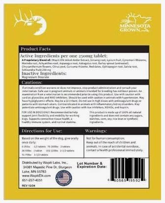 60 Count Senior Dog Mobility with Elk Velvet Antler Tablets