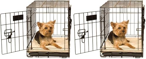 K&H Pet Products Self-Warming Dog Crate Bed, Machine Washable Dog Crate Mat, Tan X-Small 14 X 22 Inches (Pack of 2)