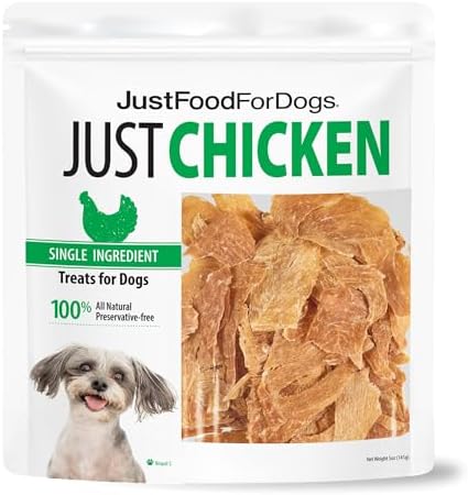 JustFoodForDogs Single Ingredient Jerky Dog Treats - Chicken Breast, 5oz