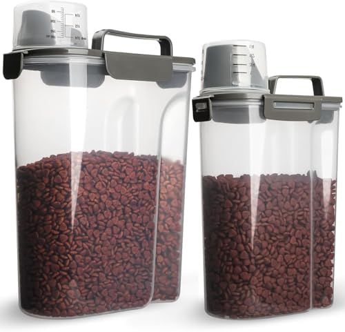 TIOVERY Dog Food Storage Container, 2-Pack, 7 Lbs, Grey