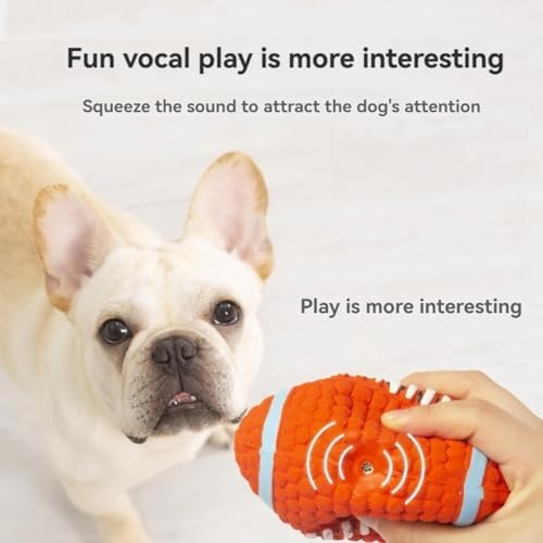 Squeaky Chew Dog Toys Interactive Sports Balls with Squeaker Soft Latex Rubber Bouncy Fetch Ball Toy (Soccer, Volleyball, Football, Tennis) for Puppy & Dog (Soccer+Football,Large)