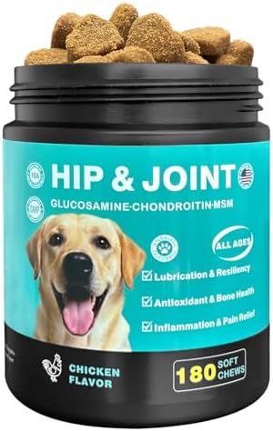 Dog Hip & Joint Supplement – Glucosamine for Dogs Chews with Chondroitin & MSM, Advanced Joint Support for Large & Senior Dogs, Supports Mobility & Everyday Comfort – 180 Count
