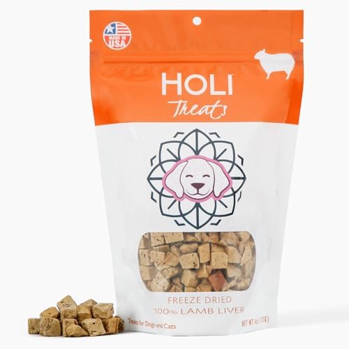 HOLI Freeze Dried Lamb Liver Dog Treats – Single Ingredient Freeze-Dried Dog Treats – Dried Lamb Liver Dog Treats Made in USA – Healthy Liver Treats for Dogs & Diabetic Dog Treat-Friendly - 8oz
