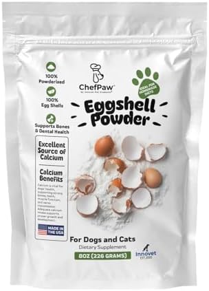 8oz ChefPaw Eggshell Powder for Dogs – Natural Calcium Supplement for Bone Health - Free Chefpaw Nutrition App Access – 100% Powderized - Safe for Homemade and Raw Dog Food Diets