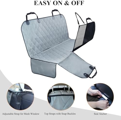 VIVAGLORY Dog Seat Cover Hammock - Grey, Standard