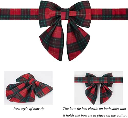 Lionet Paws Christmas Dog Collar with Sailor Bow, Bowtie for Dogs, Adjustable Comfortable Dog Collar Girl, XL, Neck 16-26 in