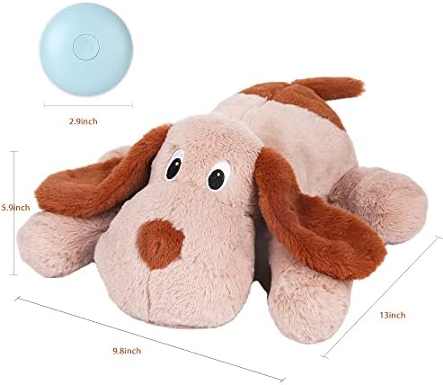 WEOK Puppy Heartbeat Toy, Dog Heartbeat Toy for Separation Anxiety Relief, Puppy Toy with Heartbeat Stuffed Animal Anxiety Calming Behavioral Aid Plush Toy for Dogs Cats Pets (Brown)