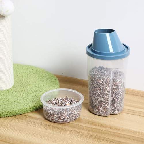 FRCOLOR 2pcs Small 1000ml Pet Food Containers Airtight Dog Food Bins with Lids Vacuum, 2-Pack, Small, Gray
