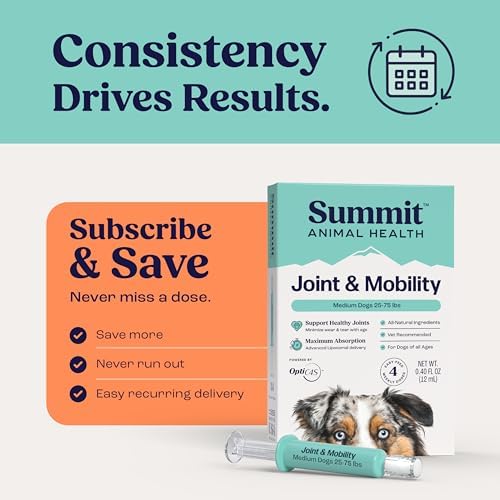 Summit Canine Joint and Mobility Supplement for Medium Dogs, All Natural Liquid Chondroitin, Liposomal Delivery for Arthritis, Hip & Joint Support Vitamin, (Dogs, 25-75lbs)