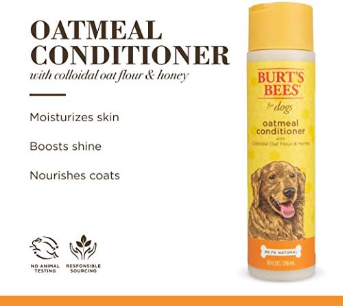Burts Bees for Pets Oatmeal Dog Conditioner, Fragrance-Free, 10 Fl Oz | Colloidal oat flour and honey moisturize and soften dry coats, pH-balanced, 95% natural origin