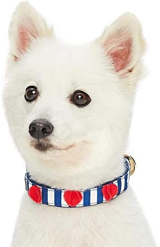 Blueberry Pet 4 Patterns Bon Voyage Sea Lover Adjustable Dog Collar in Chunky Nautical Blue Stripes, Neck 17-20.5", for Large Breed