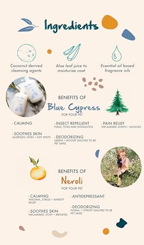 Pure + Good - Shampoo and Conditioner Set, Formulated for All Pets, Gentle and Cleansing, Made in The USA, Cruelty Free, 16 fl oz (Blue Cypress + Neroli)