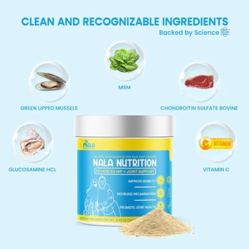 Dog Hip and Joint Supplement - with Vitamins, Glucosamine and Chondroitin | Pet Joint Supplement for Mobility and Health | 120 Scoops