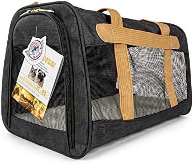 Sherpa Element Travel Pet Carrier, Airline Approved, Mesh Windows & Spring Frame, Black and Tan, Large