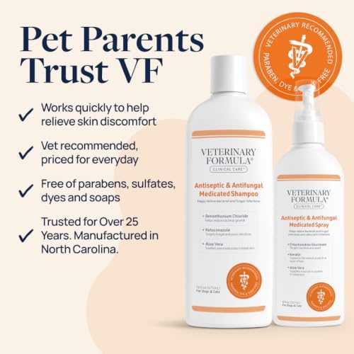 Veterinary Formula Clinical Care Antiseptic & Antifungal Shampoo, 16 oz | Medicated formula helps alleviate scaly, greasy and red skin; free from parabens, dyes and soap