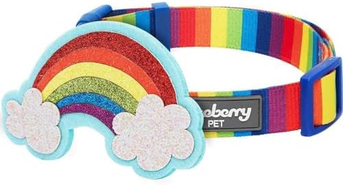 Blueberry Pet The Perfect Rainbow Adjustable Dog Collar with Blingy Decor, Small, Neck 12"-16"