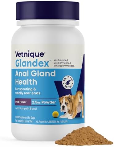 Vetnique Glandex for Dogs Anal Gland Powder, Scooting Fiber 2.5oz Pork