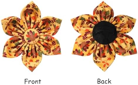 Lionet Paws Thanksgiving Day Dog Collar with Flower, Dogs Flower Collar with Metal Buckle for Dogs, Adjustable Comfortable Dog Collars Girl, L, Neck 16-24 in
