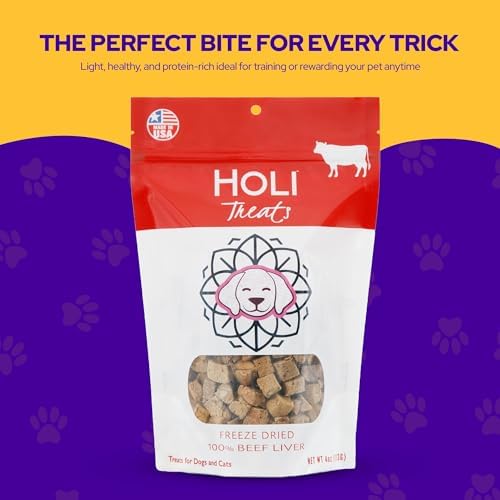 HOLI Freeze Dried Beef Liver Dog Treats – Single Ingredient Beef Dog Treats – Pasture Raised Liver Dog Treats Made in USA – Healthy Liver Treats for Dogs & Diabetic Dog Treat-Friendly - 4oz