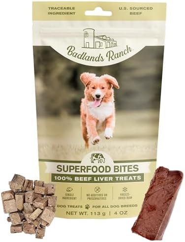 BADLANDS RANCH Superfood Bite Freeze-Dried Beef Liver Dog Treats, 4 oz