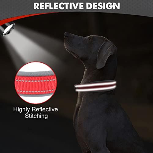 Joytale Reflective Dog Collar for Large Dogs with Wide Padding, Red