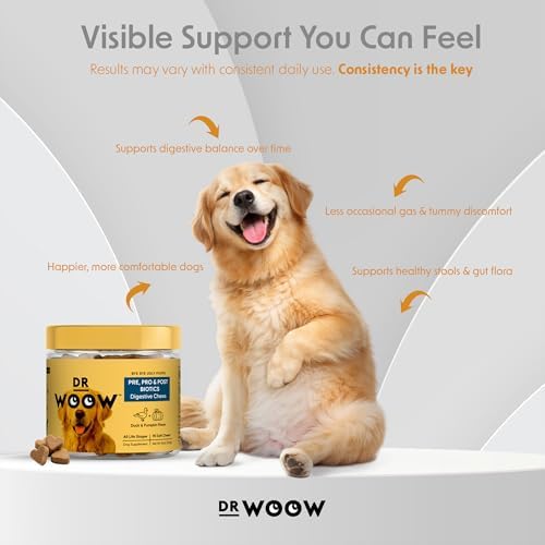 Probiotics Supplements for Dogs Soft Chews (90 CT) – Digestive Support + Gut Balance & Healthy Stool Support – Probiotics + Digestive Enzymes – Duck & Pumpkin Flavor – Made in USA