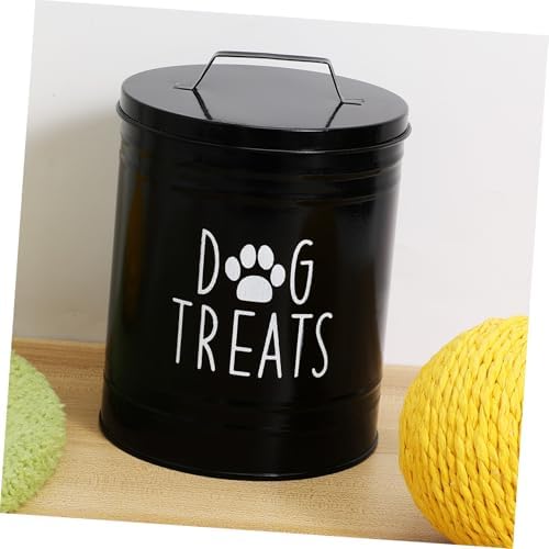 STOBAZA Metal Dog Food Storage Container with Airtight Lid Compact Pet Food Organizer for, iron, Black