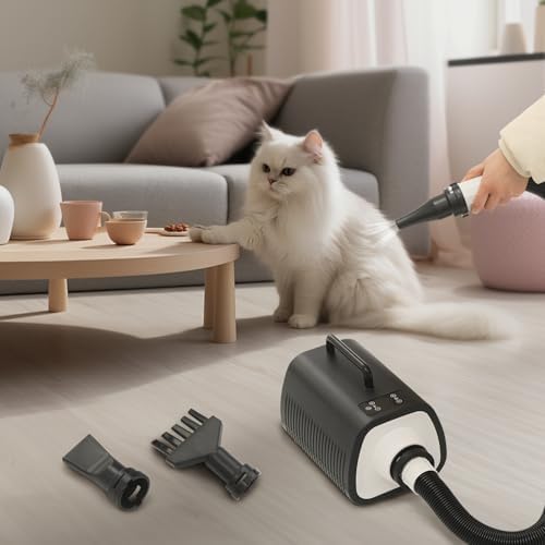 Pet Hair Dryer 2100W Adjustable Speed Temperature Touch Control | Pure copper motor – 2100W – Adjustable speed/temperature – 6.56ft air tube – LED touch control