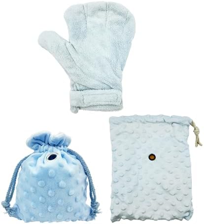3 Pack Sugar Glider Tote Plush Sleeping Pouches & Anti Bite Mitten (Blue)