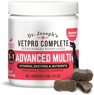 Dr. Joseph's VetPro Complete Multivitamin Dog Supplement, 60 Count (Small Dog 60 Days Supply), 5 in 1 Chew with Vitamins, Enzymes & Nutrients, Hip and Joint Health, Immune System and Allergy Support