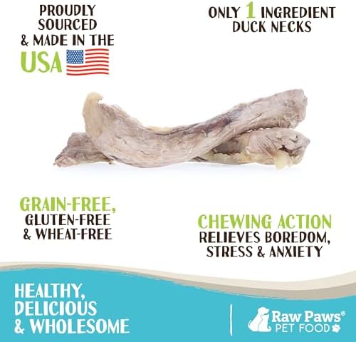 Raw Paws Freeze Dried Duck Necks for Dogs, 5-oz - Single Ingredient