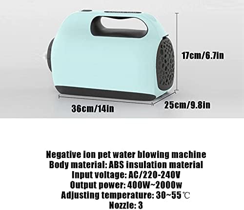 Pet Dog Hair Dryer, Anion High Velocity Stepless Adjustable Speed Dog Grooming Dryer Blower, Adjustable Three Temperatures, Low-Noise