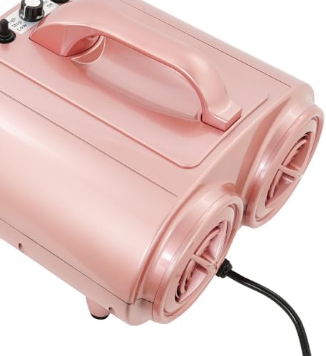 High Velocity Dog Dryer, 3600W Professional Pet Hair Force Dryer with Flat & Round Nozzle, 229.66 ft/s Dog Grooming Blower with Adjustable Airspeed & Temp for Home Pet Care Beauty Shops (Pink)