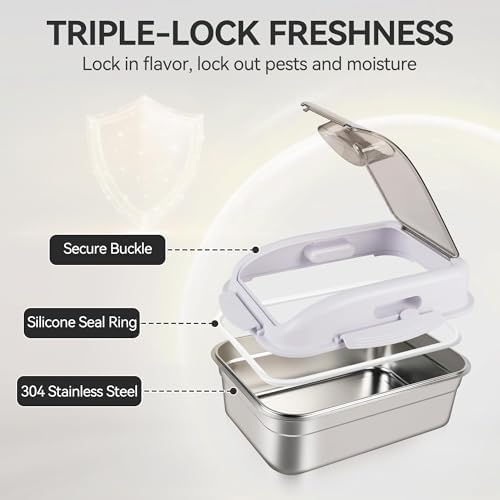 ALL FOR PAWS Stainless Steel Pet Food Storage Container with Airtight Lid & Scoop, Up to 11 Lbs, Stainless Steel, Silver