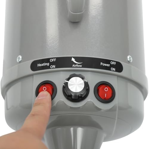 Pet Dryer, 2200W High Velocity Dog Hair Dryer Adjustable Speed and Temperature Control Dog Blow Dryer Low Noise Professional Dog Grooming Dryer with 4 Nozzles Detachable Hose (Gery)