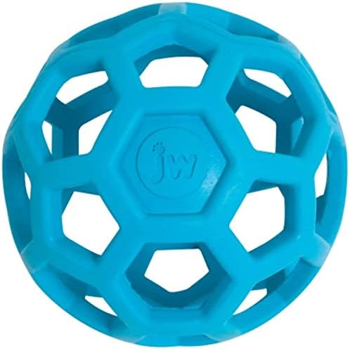 JW Pet HOL-ee Roller, Natural Rubber, Small 3in, Colors May Vary | Puzzle Ball Design Dog Toy for Interactive Play and Chasing Fun