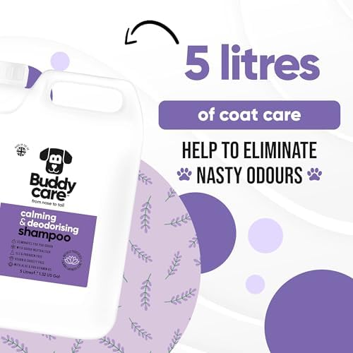 Calming & Deodorising Dog Shampoo by Buddycare | Lavender Scented | with Aloe Vera and Pro Vitamin B5 (169.07oz)