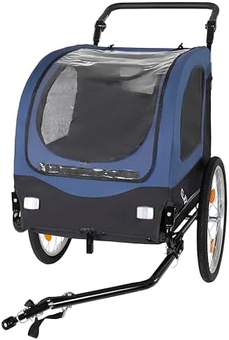 KEIKI 2-in-1 Dog Bike Trailer & Pet Stroller - up to 110lbs, Built-in Leash