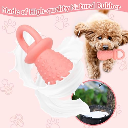 Latex Chew Dog Toys, Novelty Squeaky Pacifier Dog Toys, 5.2" Durable Pacifier Dog Chew Toys for Small and Medium Dogs(Pink,1Pcs)