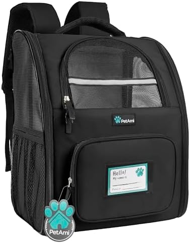 PetAmi Dog Backpack Carrier, Airline Approved, Black